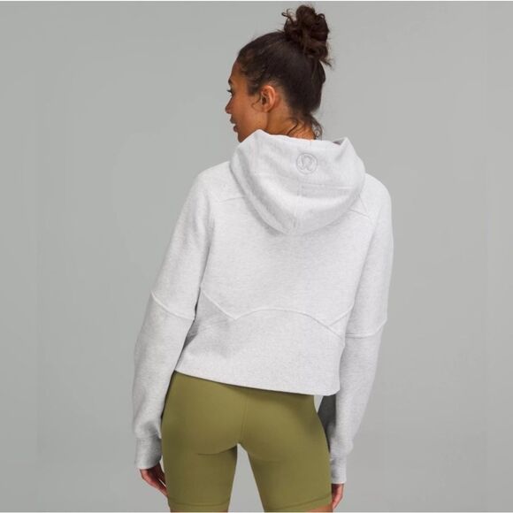 Lululemon Scuba Oversized Half Zip Crop Hoodie Heathered Light Grey M/L - Picture 4 of 12